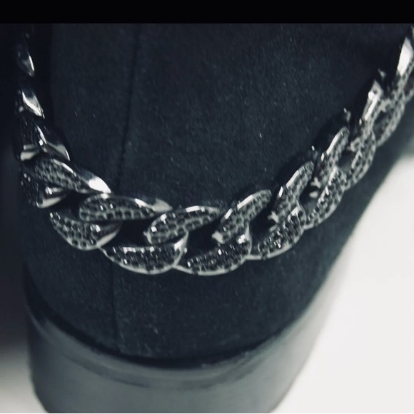 KARL LAGERFELD PARIS, Shay Chain-Trim Suede Knee-High Boots, Sz 9, Worn Once - Picture 7 of 11